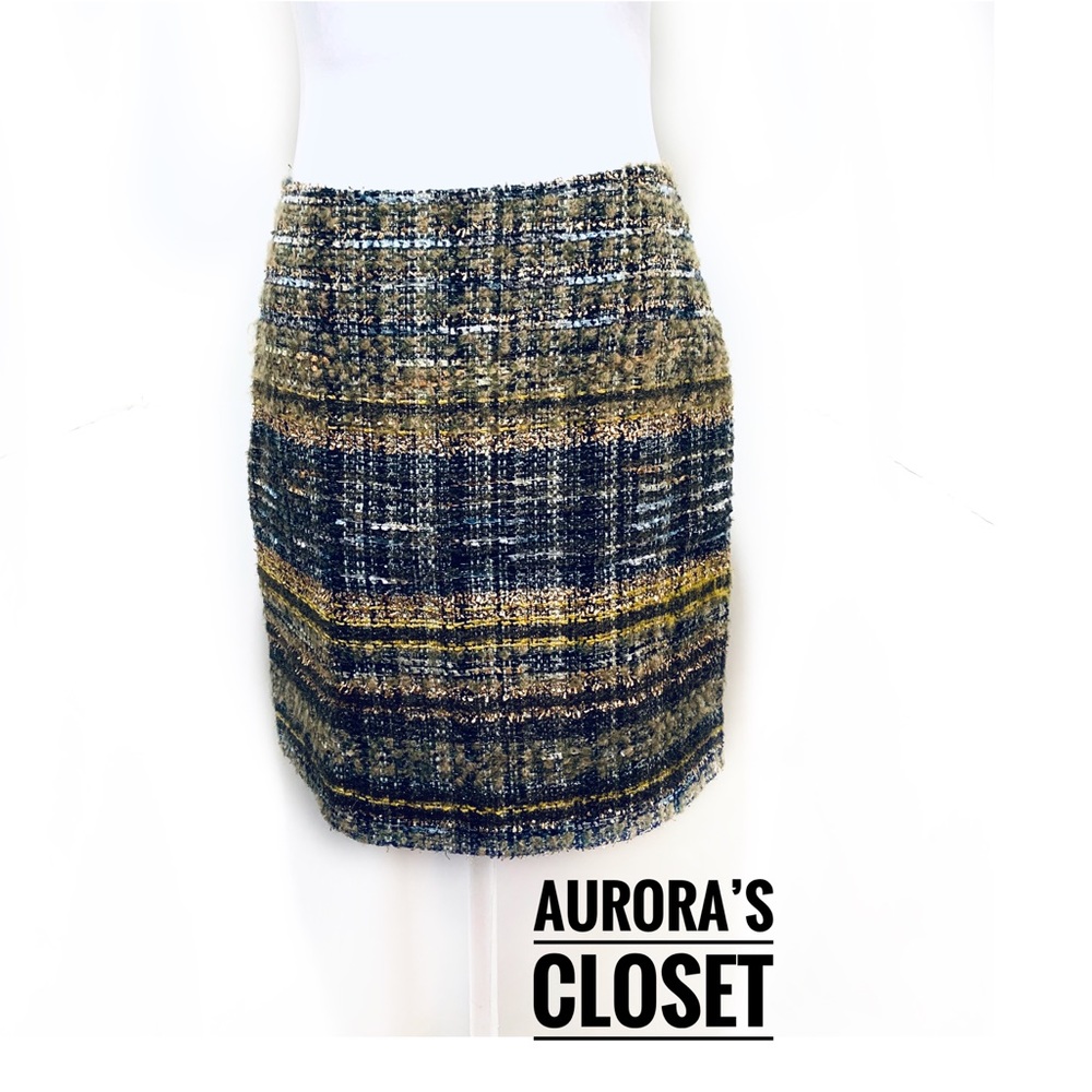 BluMarine 8 Tweed Knit Skirt Plaid Virgin Wool